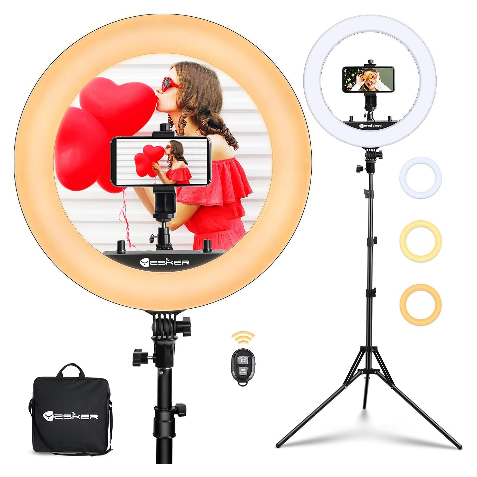 Anillo de Luz LED Yesker 45 cm con Soporte Trípode Ajustable