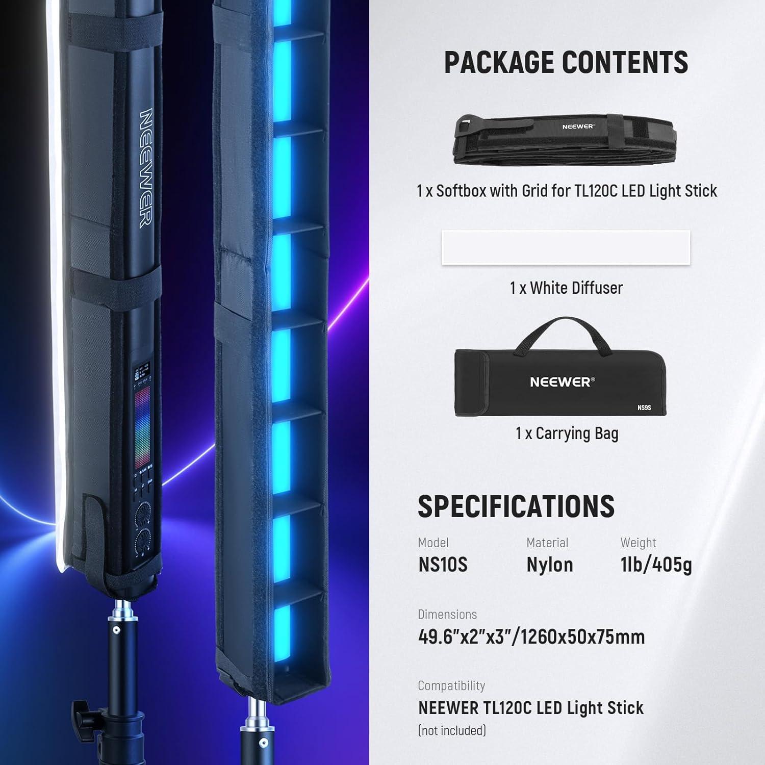 Kit de Difusor de Luz LED NEEWER para TL120C RGB 126x5x7 cm