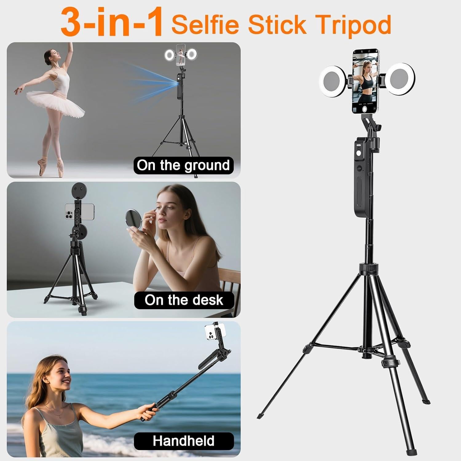 Kit de Vlogging Litchitech C19 con Trípode 180 cm, Micrófono y Luz