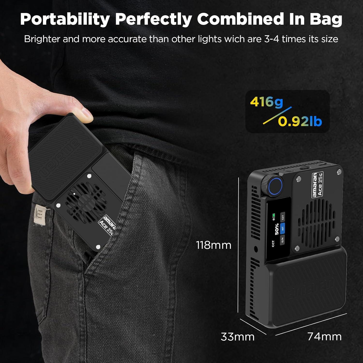 Kit Amaran Ace 25c Luz LED RGBWW Portátil 32W Batería 4500mAh