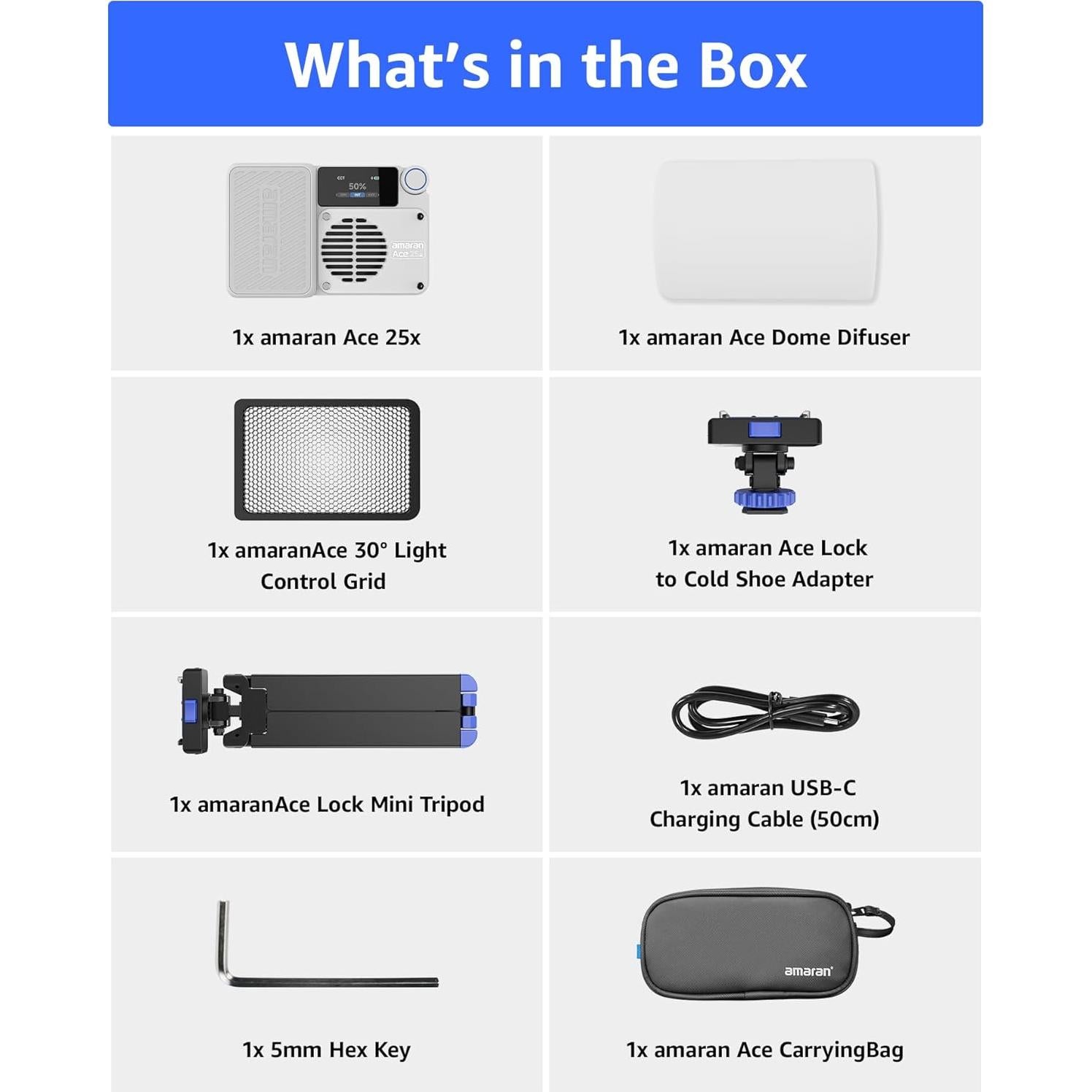 Kit de Luz LED Bi-Color Amaran Ace 25x 32W con Accesorios