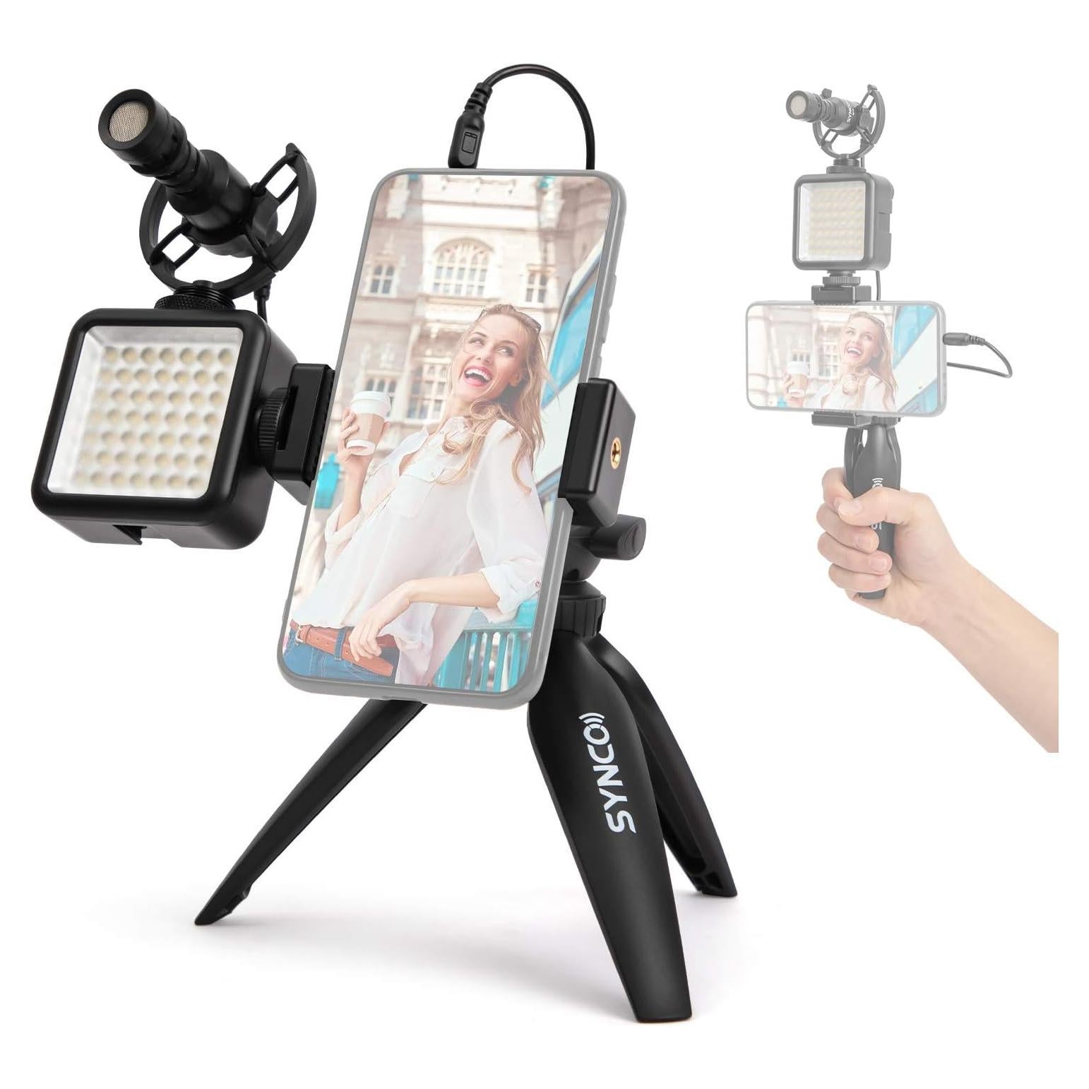 Kit de Vlogging SYNCO 2 con Micrófono, Luz LED y Trípode