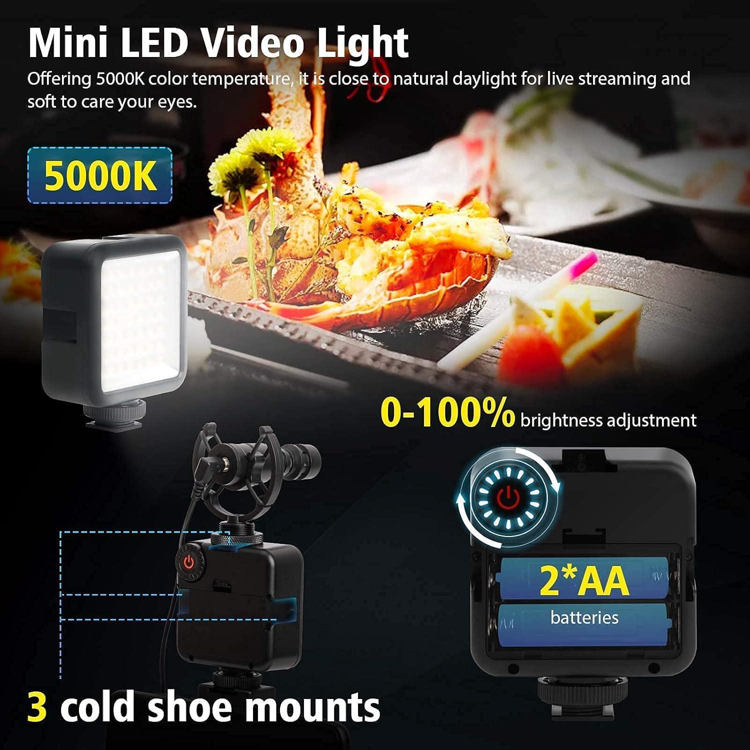 Kit de Vlogging SYNCO 2 con Micrófono, Luz LED y Trípode