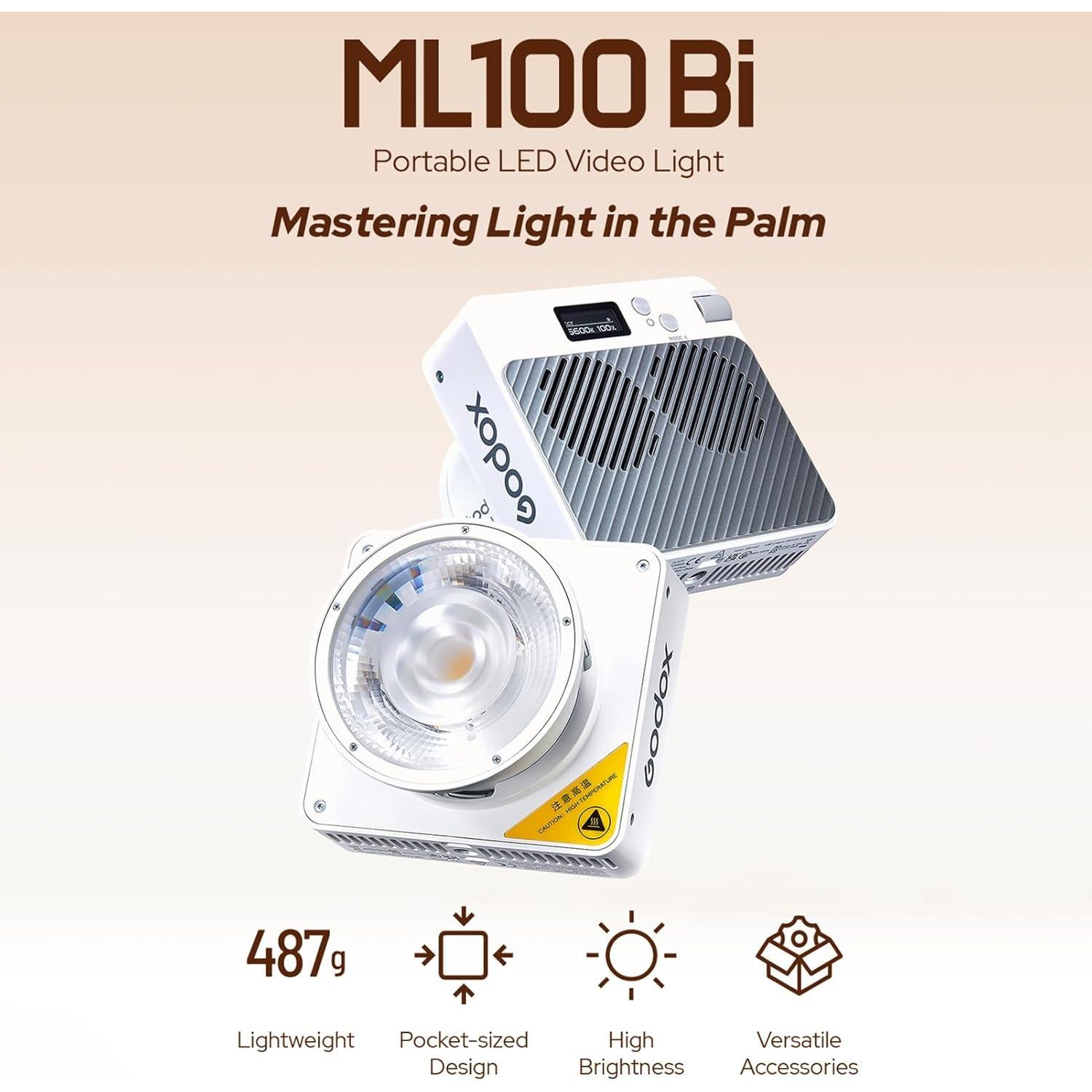 Godox ML100Bi Luz LED Portátil 120W Bicolor 2800K-6500K
