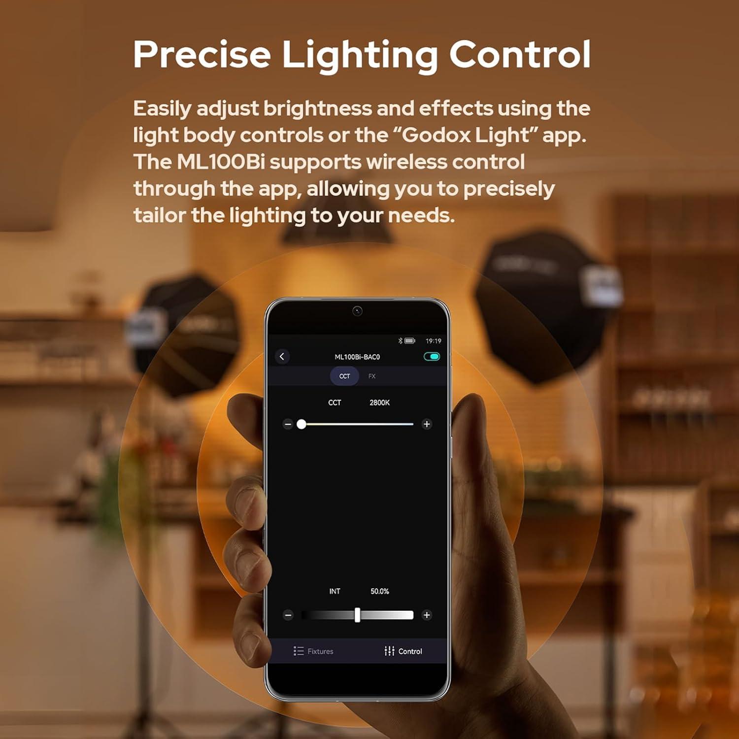 Godox ML100Bi Luz LED Portátil 120W Bicolor 2800K-6500K