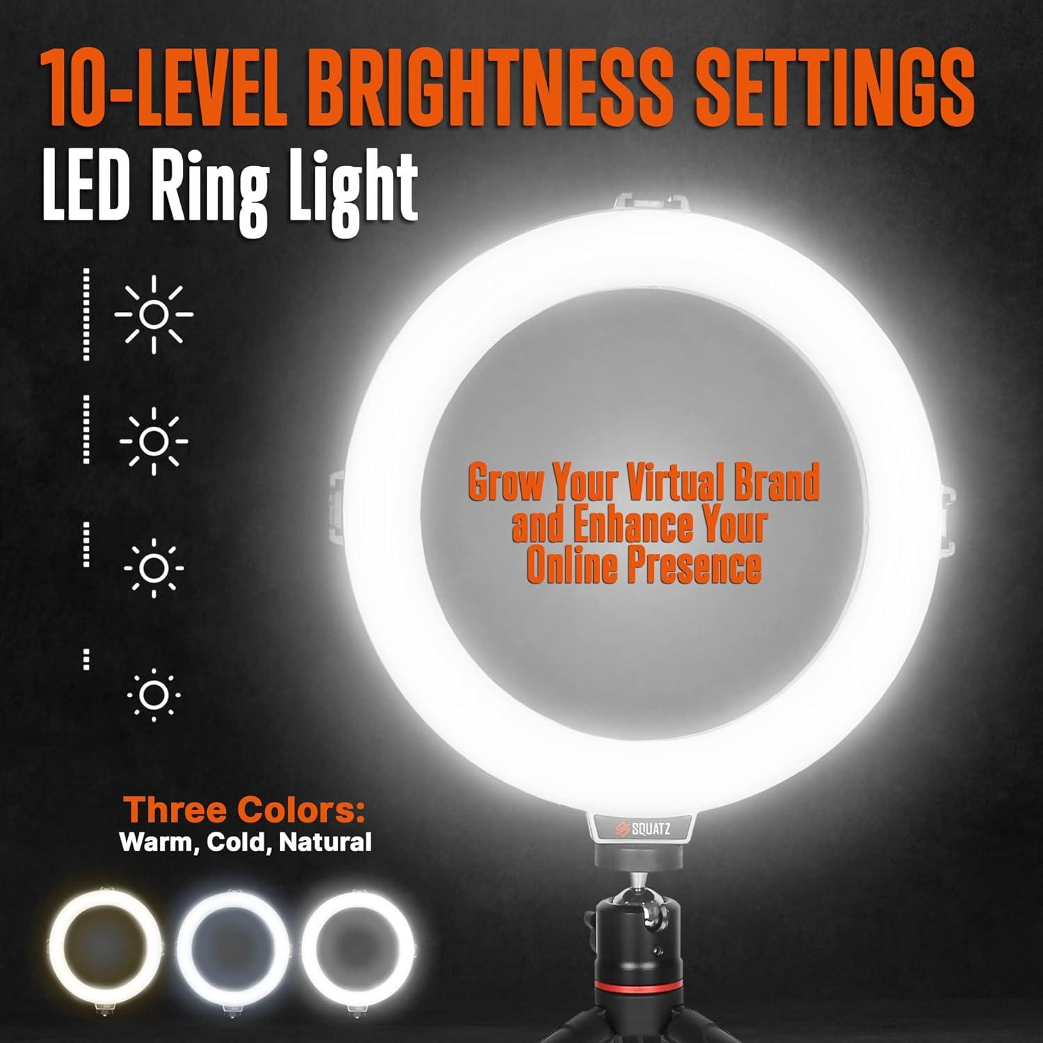 Luz de Anillo LED SQUATZ 20.32 cm con Soporte y Trípode 14W