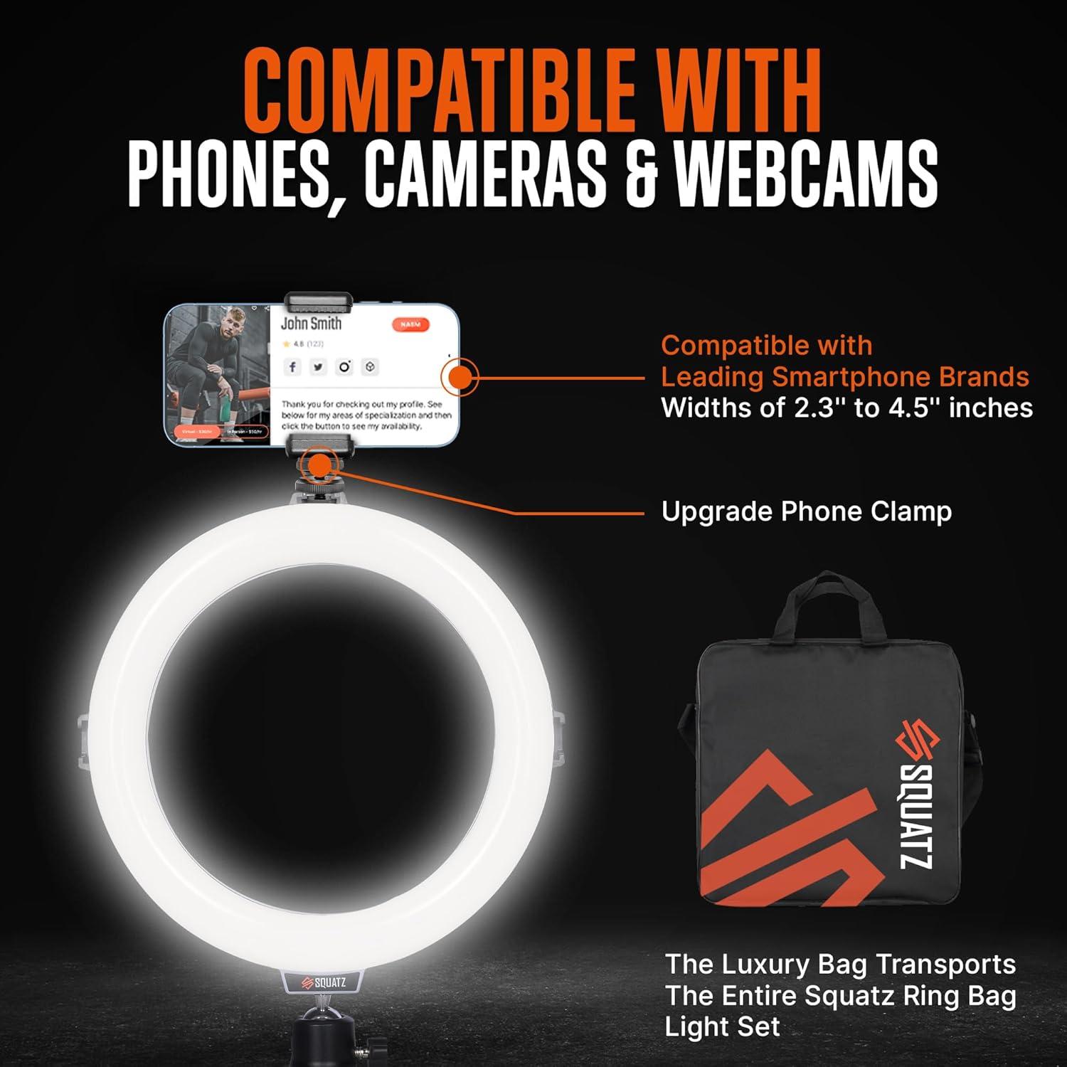 Luz de Anillo LED SQUATZ 20.32 cm con Soporte y Trípode 14W