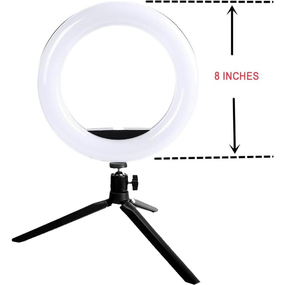 Luz de Anillo LED 20.32 cm Vivitar con Soporte y USB Blanca