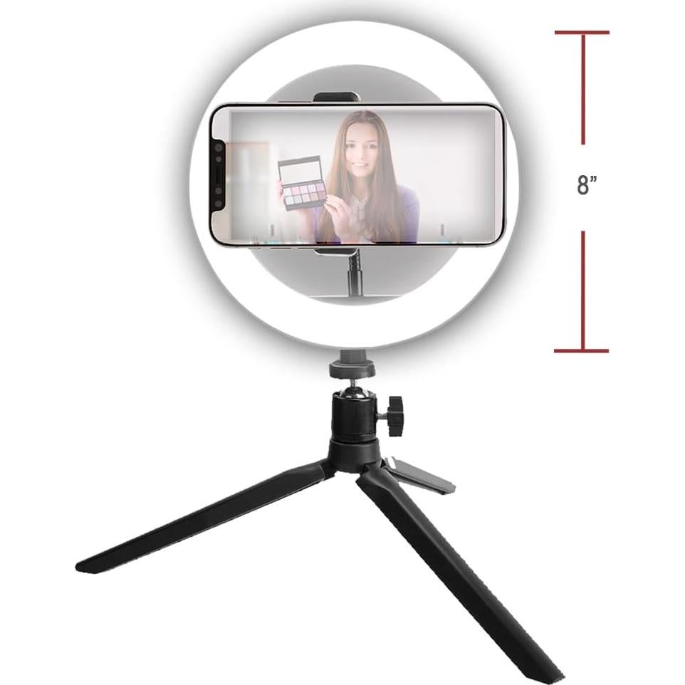 Luz de Anillo LED 20.32 cm Vivitar con Soporte y USB Blanca