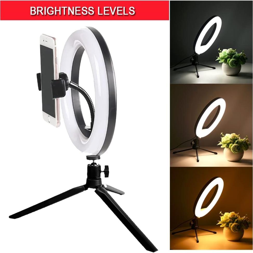 Luz de Anillo LED 20.32 cm Vivitar con Soporte y USB Blanca