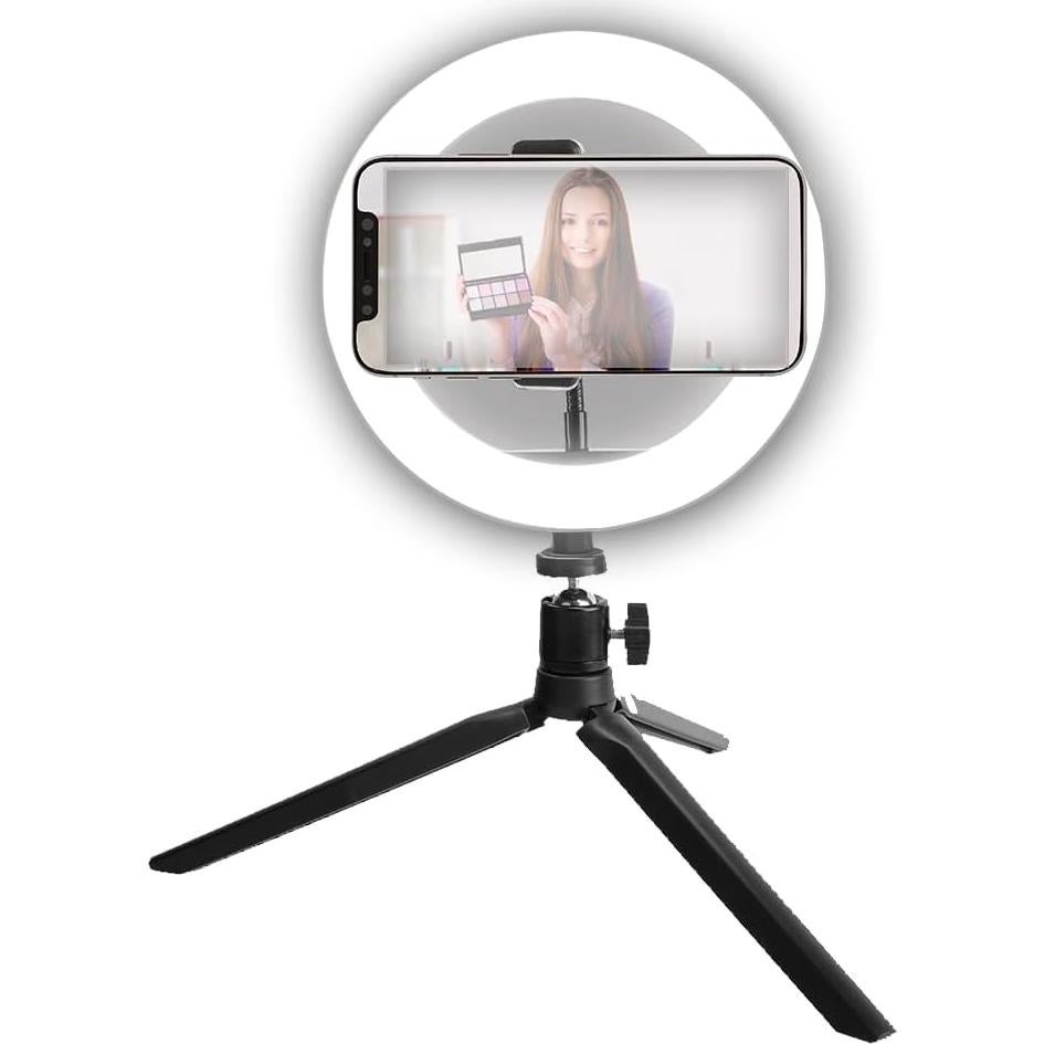Luz de Anillo LED 20.32 cm Vivitar con Soporte y USB Blanca