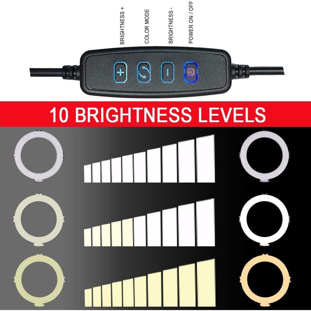 Luz de Anillo LED 20.32 cm Vivitar con Soporte y USB Blanca