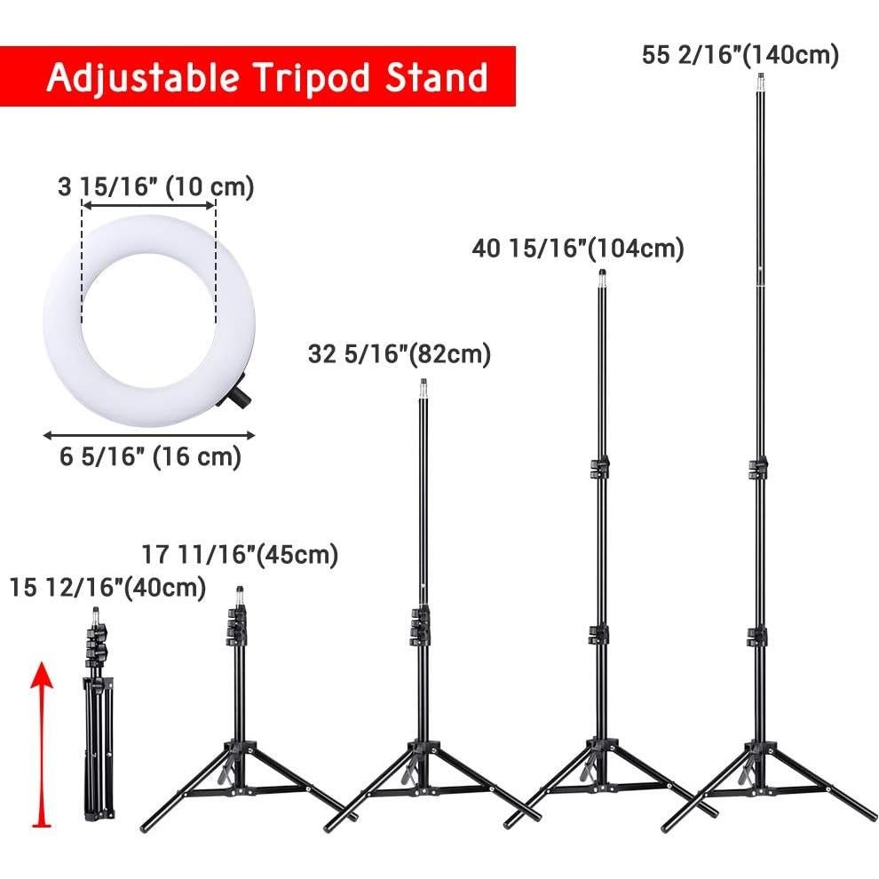 Luz de Anillo LED Doble Regulable AW 7" con Soporte y Espejo