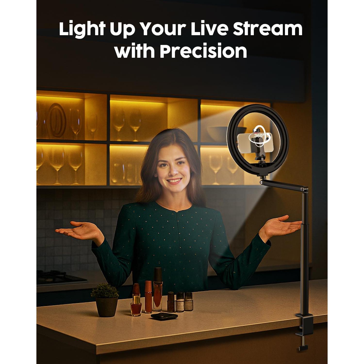 Soporte de teléfono con anillo de luz LED Vimose 10"