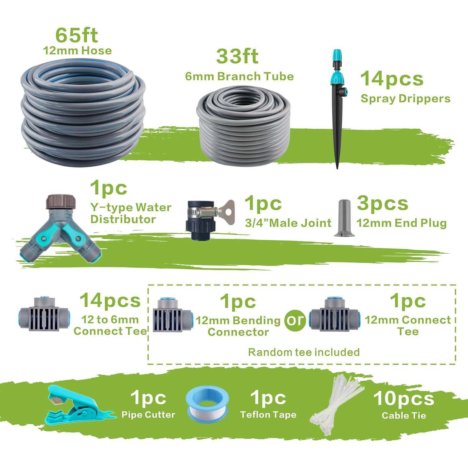 Kit de Riego por Goteo 30m Fujin con Accesorios 12mm 6mm