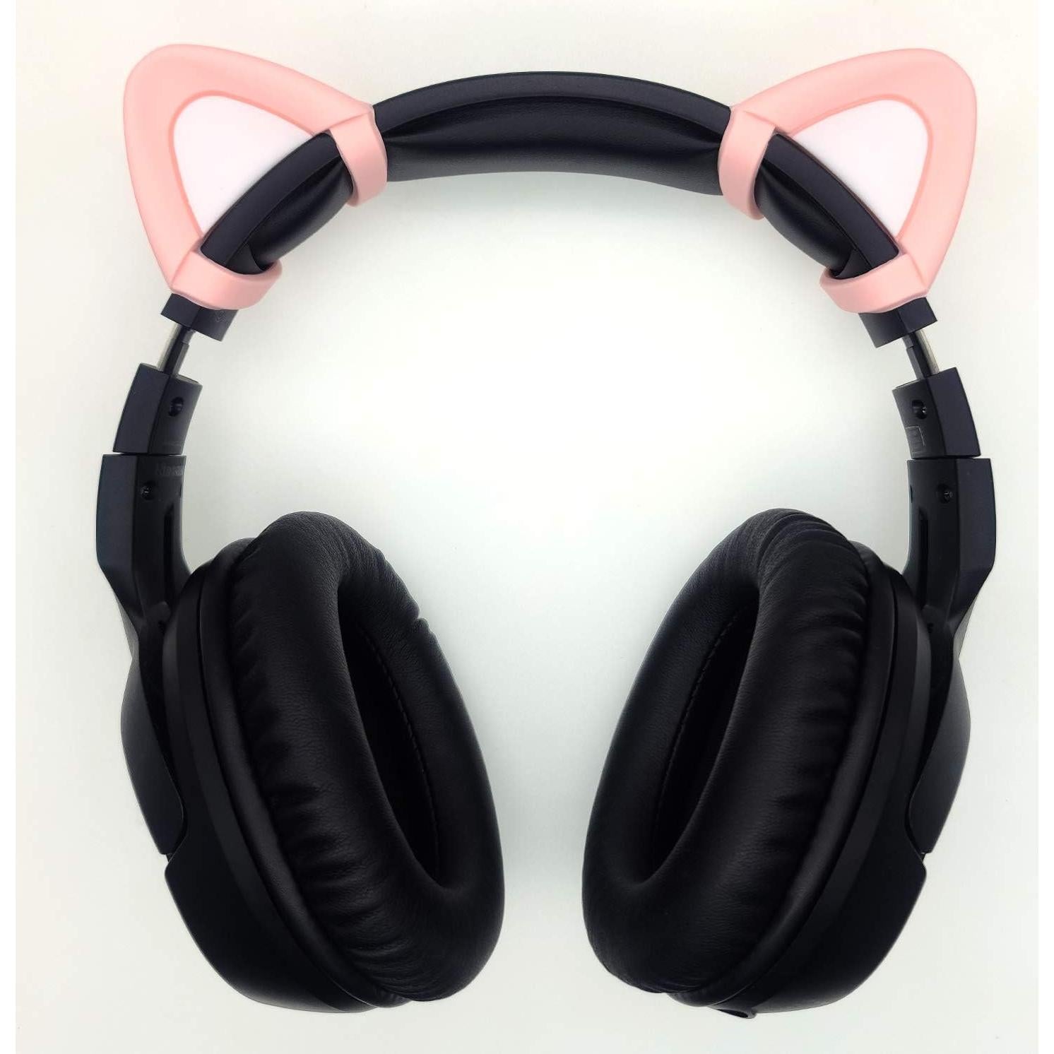 Cute Cat Ears Fits for HypreX Cloud/Cloud Stinger/Cloud Flight Headsets, Universal Fit Lovely Kitty Adjustable Attachment Straps for Video Live Gaming Headphone, Pink &White
