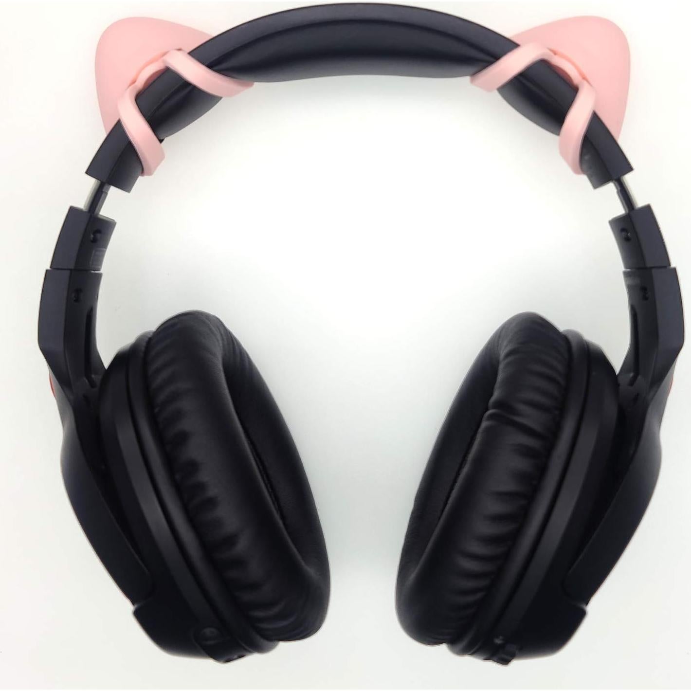 Cute Cat Ears Fits for HypreX Cloud/Cloud Stinger/Cloud Flight Headsets, Universal Fit Lovely Kitty Adjustable Attachment Straps for Video Live Gaming Headphone, Pink &White