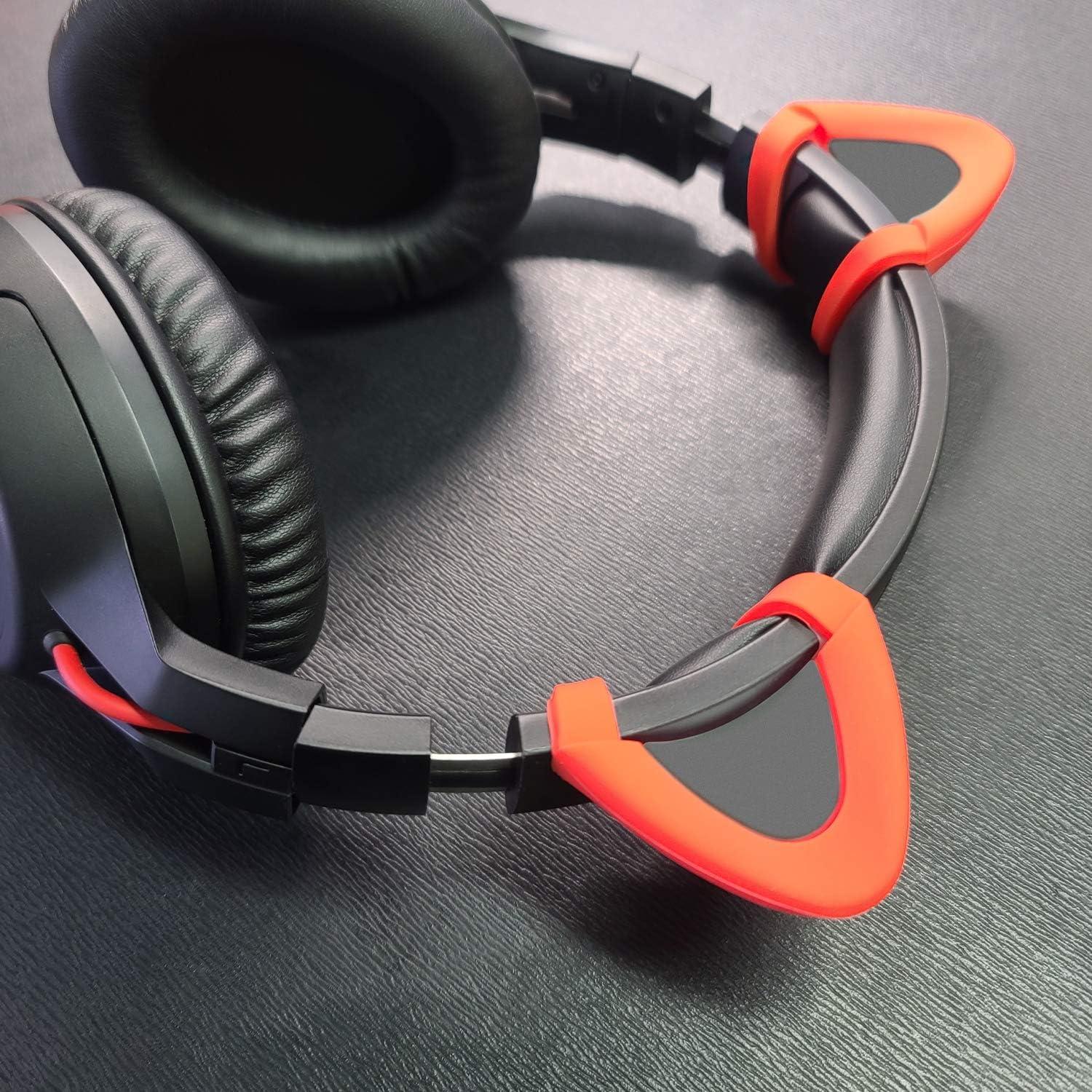 Cute Cat Ears Fits for HypreX Cloud/Cloud Stinger/Cloud Flight Headsets, Universal Fit Lovely Kitty Adjustable Attachment Straps for Video Live Gaming Headphone,Red&Black