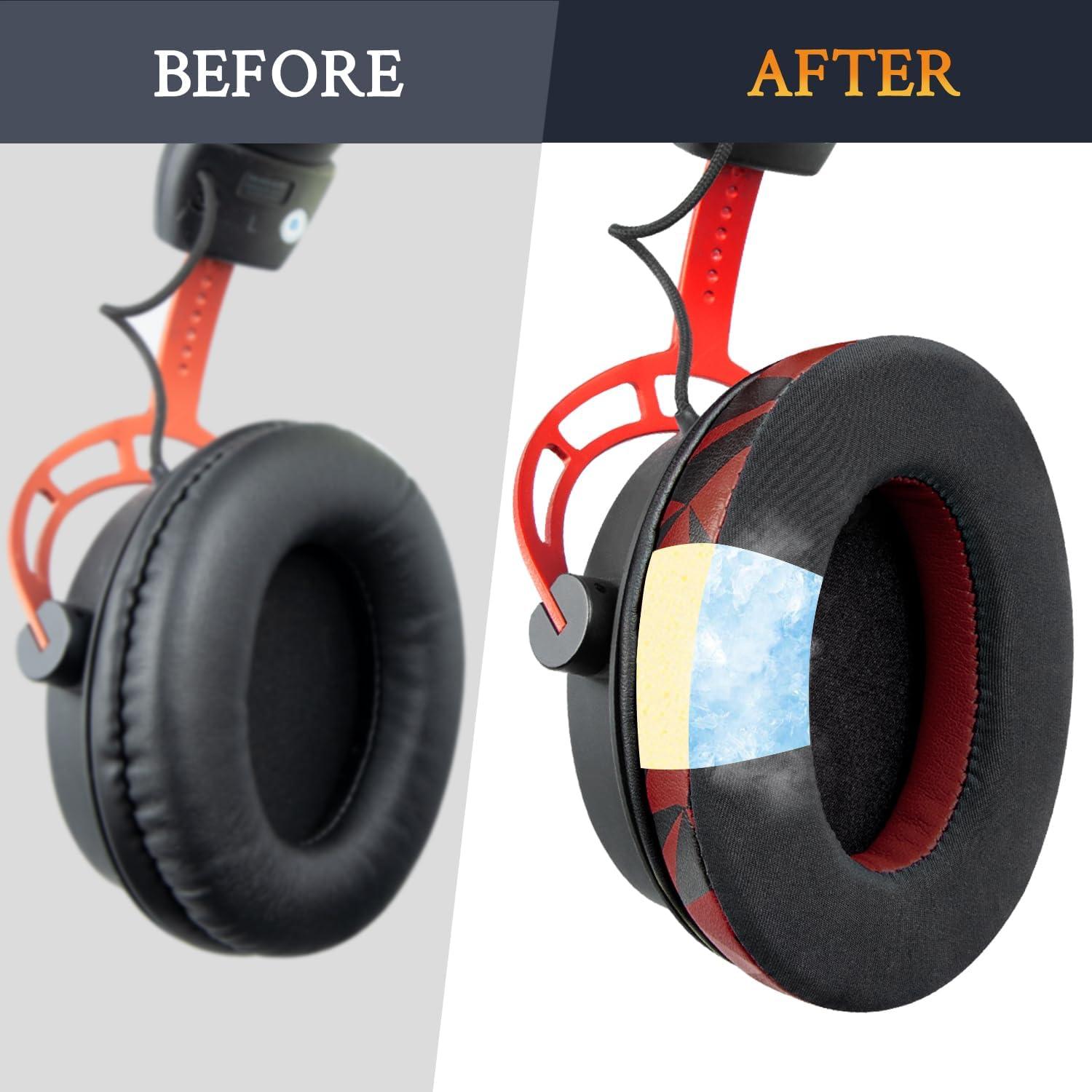 Almohadillas de Gel Refrigerante SOULWIT para Auriculares HyperX - Tormenta Roja