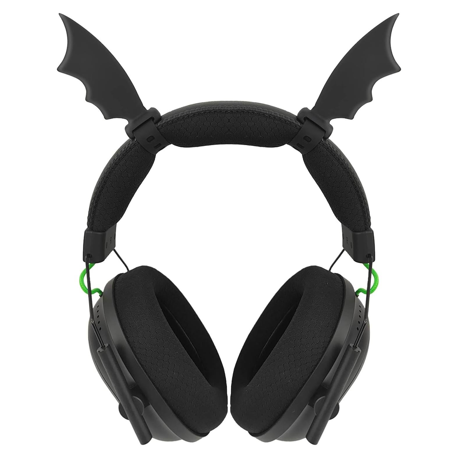 Halloween Bat Wings Headphone Attachment, Devil Horns Headband Headset Decor, Cosplay Props Bat Wing for Halloween Christmas Party Dress Up Accessories, Black