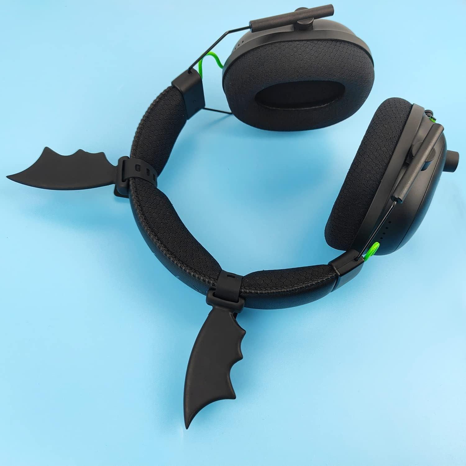 Halloween Bat Wings Headphone Attachment, Devil Horns Headband Headset Decor, Cosplay Props Bat Wing for Halloween Christmas Party Dress Up Accessories, Black