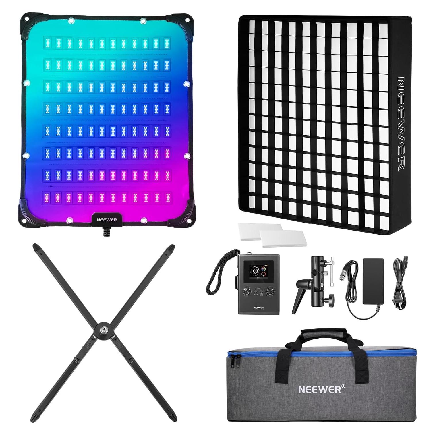 NEEWER 115W Flexible LED Video Light, Studio RGB Panel Light Mat Kit with Softbox APP/2.4G/DMX Control 2500K-10000K 14700lx/0.5m CRI96+, Key Lighting for Photography Streaming Video Recording, FL100C