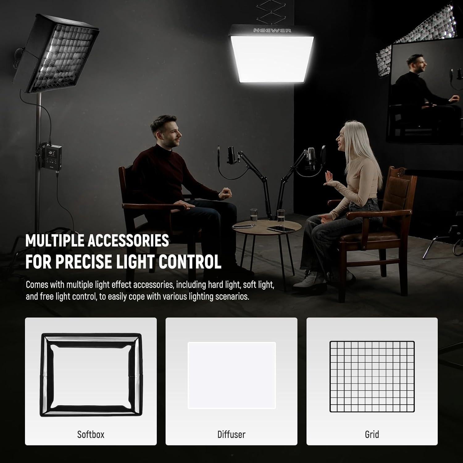NEEWER 115W Flexible LED Video Light, Studio RGB Panel Light Mat Kit with Softbox APP/2.4G/DMX Control 2500K-10000K 14700lx/0.5m CRI96+, Key Lighting for Photography Streaming Video Recording, FL100C