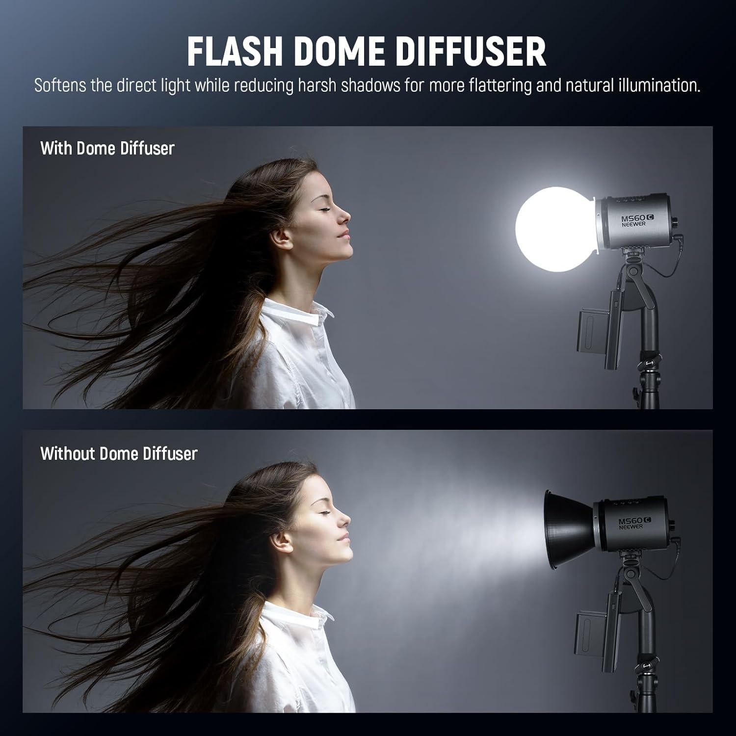 Domo de Difusión Softbox NEEWER CRS6 con 3 Anillos Adaptadores