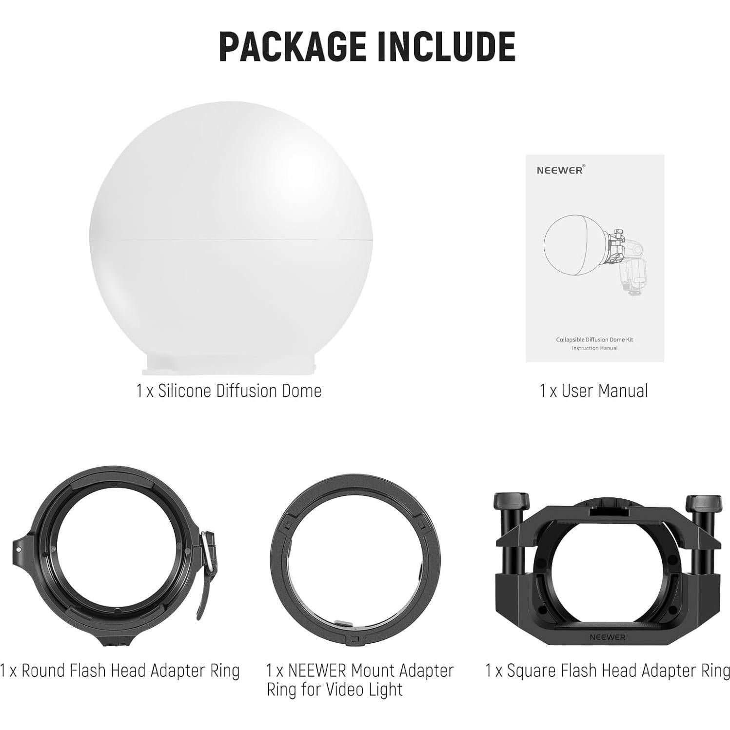 Domo de Difusión Softbox NEEWER CRS6 con 3 Anillos Adaptadores