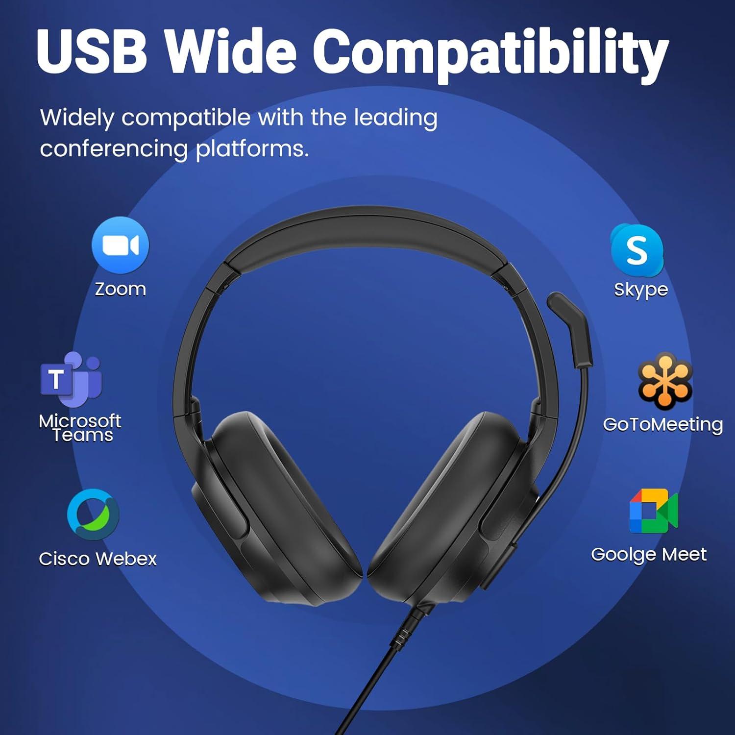 Auricular USB EKSA H2 con micrófono y cancelación de ruido