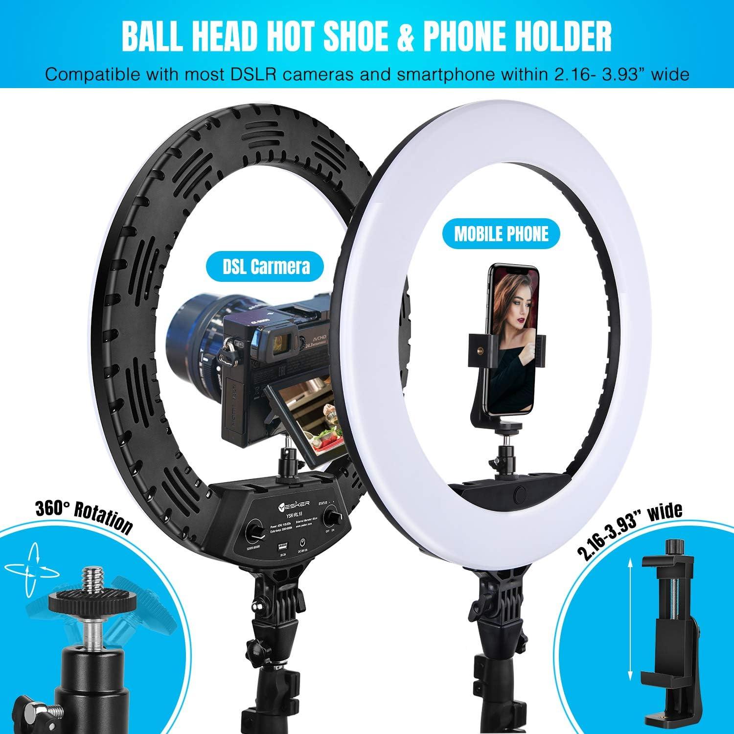 Ring Light 18 Inch LED Ringlight Kit with 73 inch Tripod Stand with Phone Holder Adjustable 3200-6000k Color Temperature Circle MUA Lighting for Camera for Vlog, Makeup,Youtobe, Video Shooting, Selfie