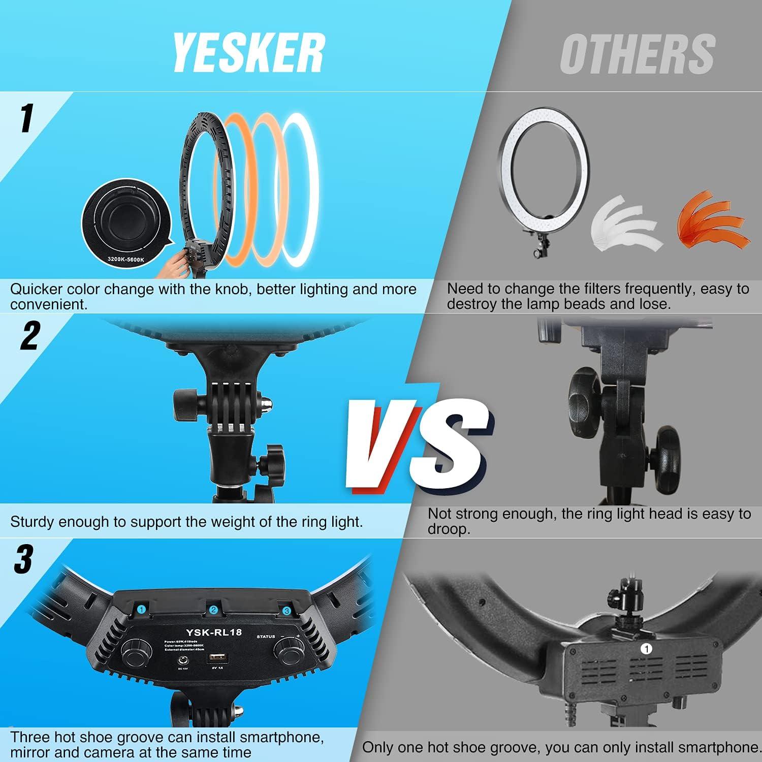 Ring Light 18 Inch LED Ringlight Kit with 73 inch Tripod Stand with Phone Holder Adjustable 3200-6000k Color Temperature Circle MUA Lighting for Camera for Vlog, Makeup,Youtobe, Video Shooting, Selfie