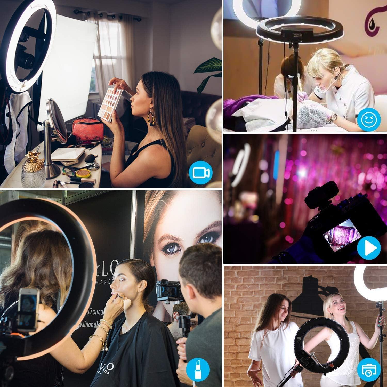 Ring Light 18 Inch LED Ringlight Kit with 73 inch Tripod Stand with Phone Holder Adjustable 3200-6000k Color Temperature Circle MUA Lighting for Camera for Vlog, Makeup,Youtobe, Video Shooting, Selfie