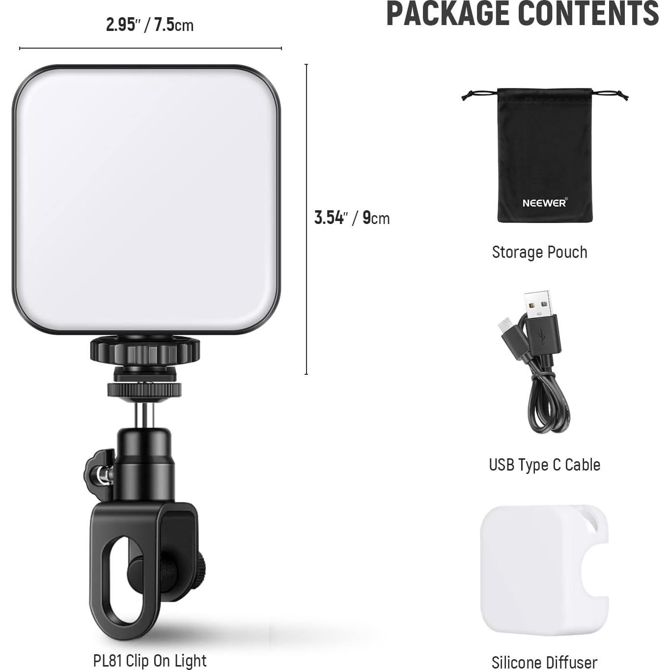 Luz LED Portátil Clip NEEWER PL81 para Streaming y Fotografía