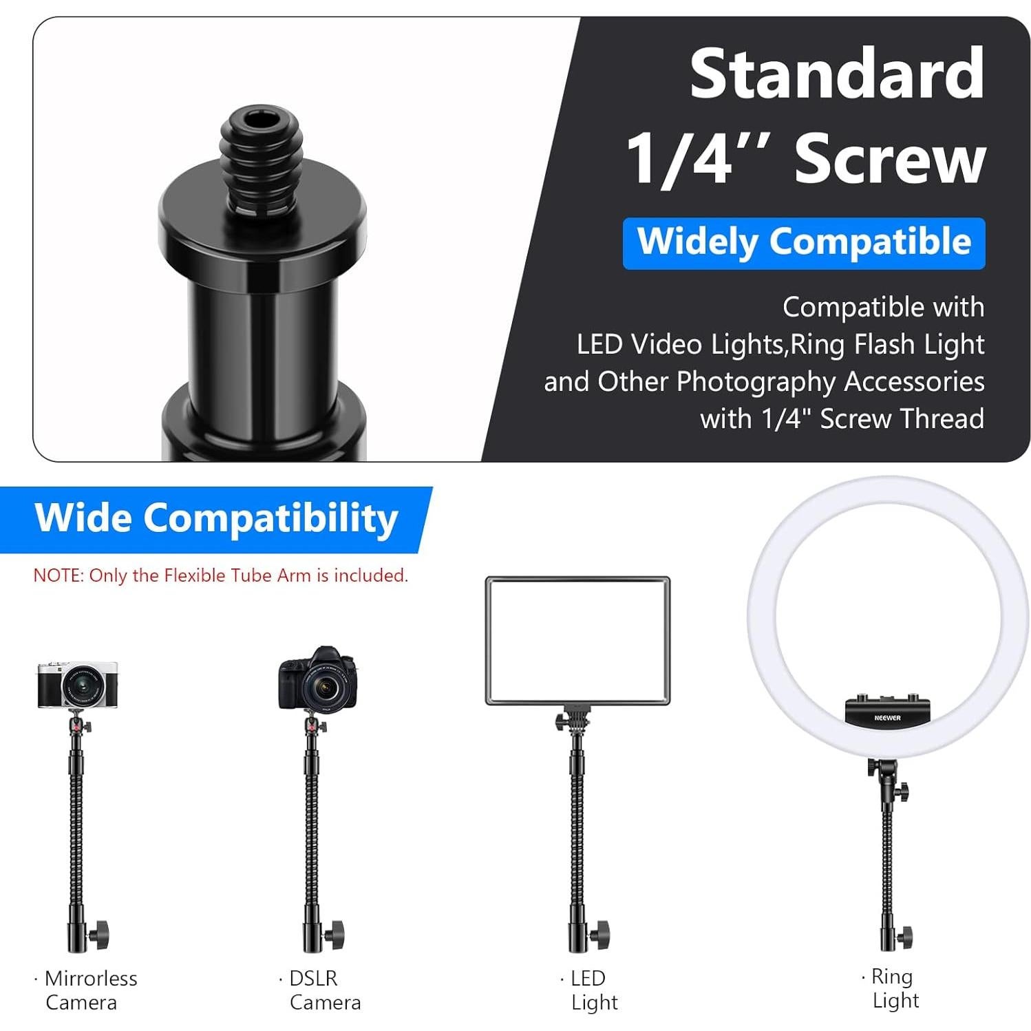 Brazo Flexible de Metal Neewer 25cm para Luces de Video