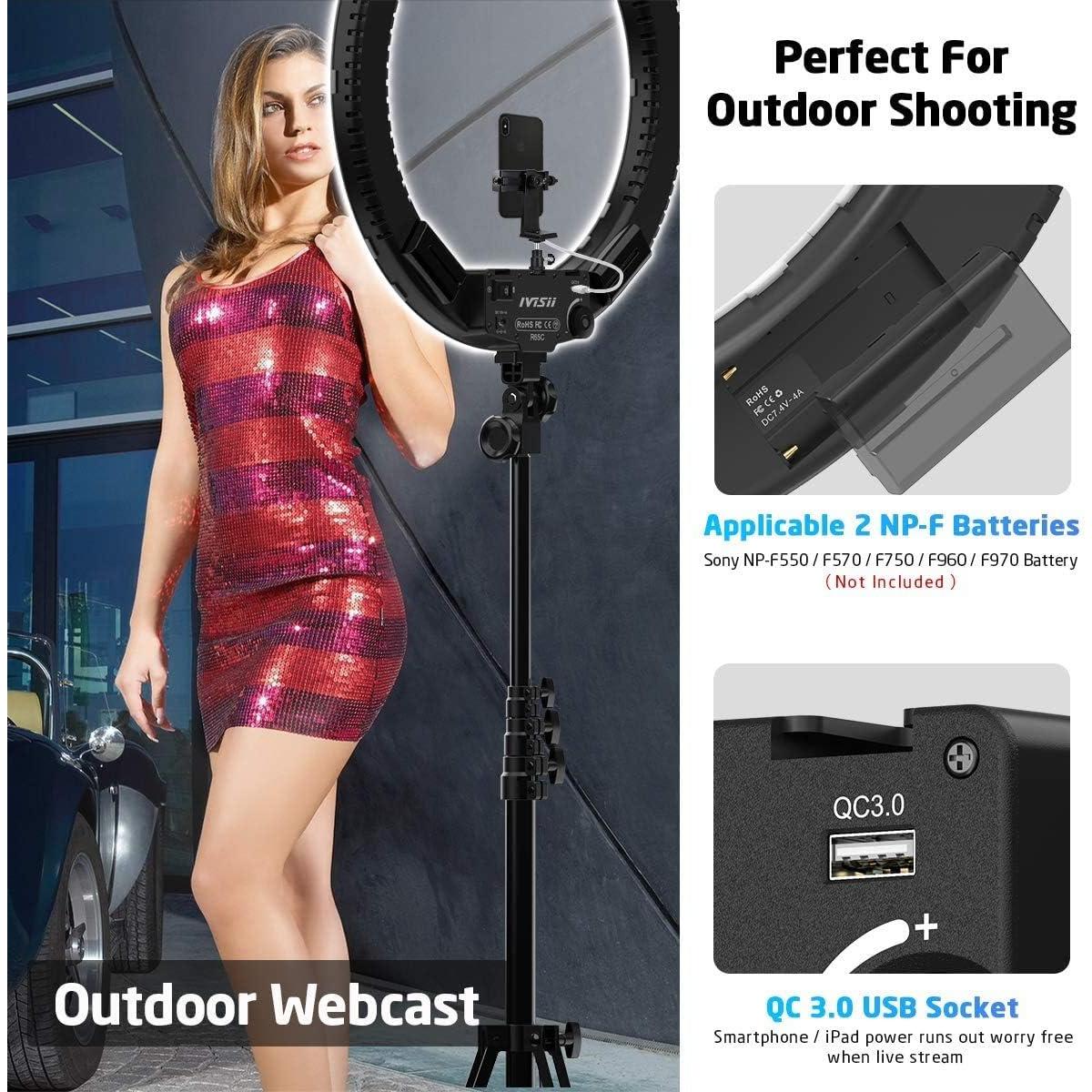 Anillo de Luz IVISII 19" Bi-Color 60W con Soporte y USB