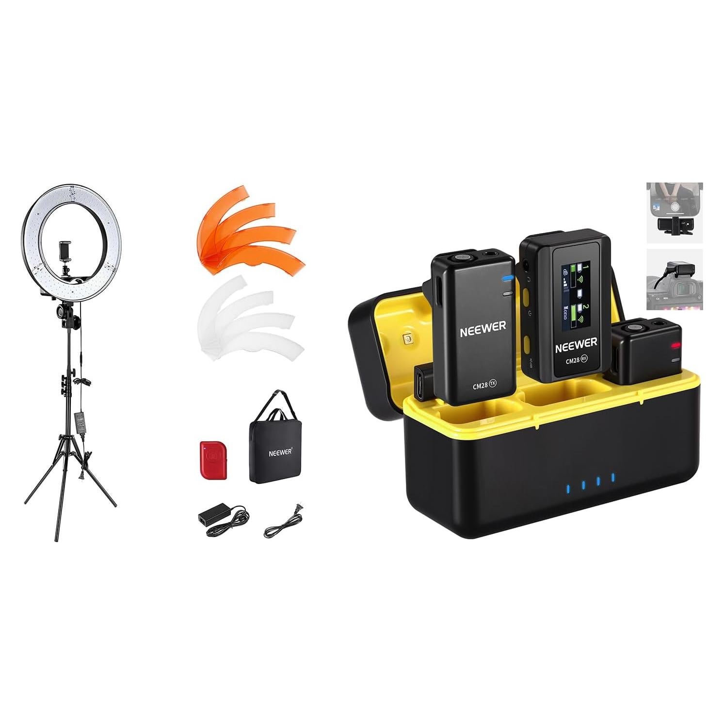 Kit de Luz de Anillo NEEWER 18" 55W LED + Micrófono Inalámbrico