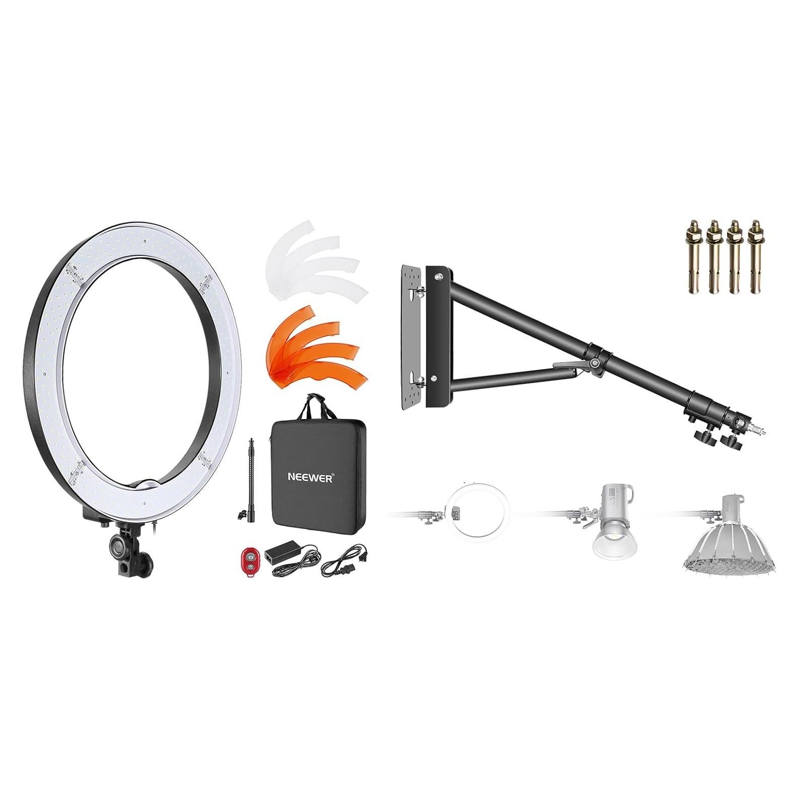 Luz de Anillo Neewer 18" 55W Regulable 5500K con Brazo