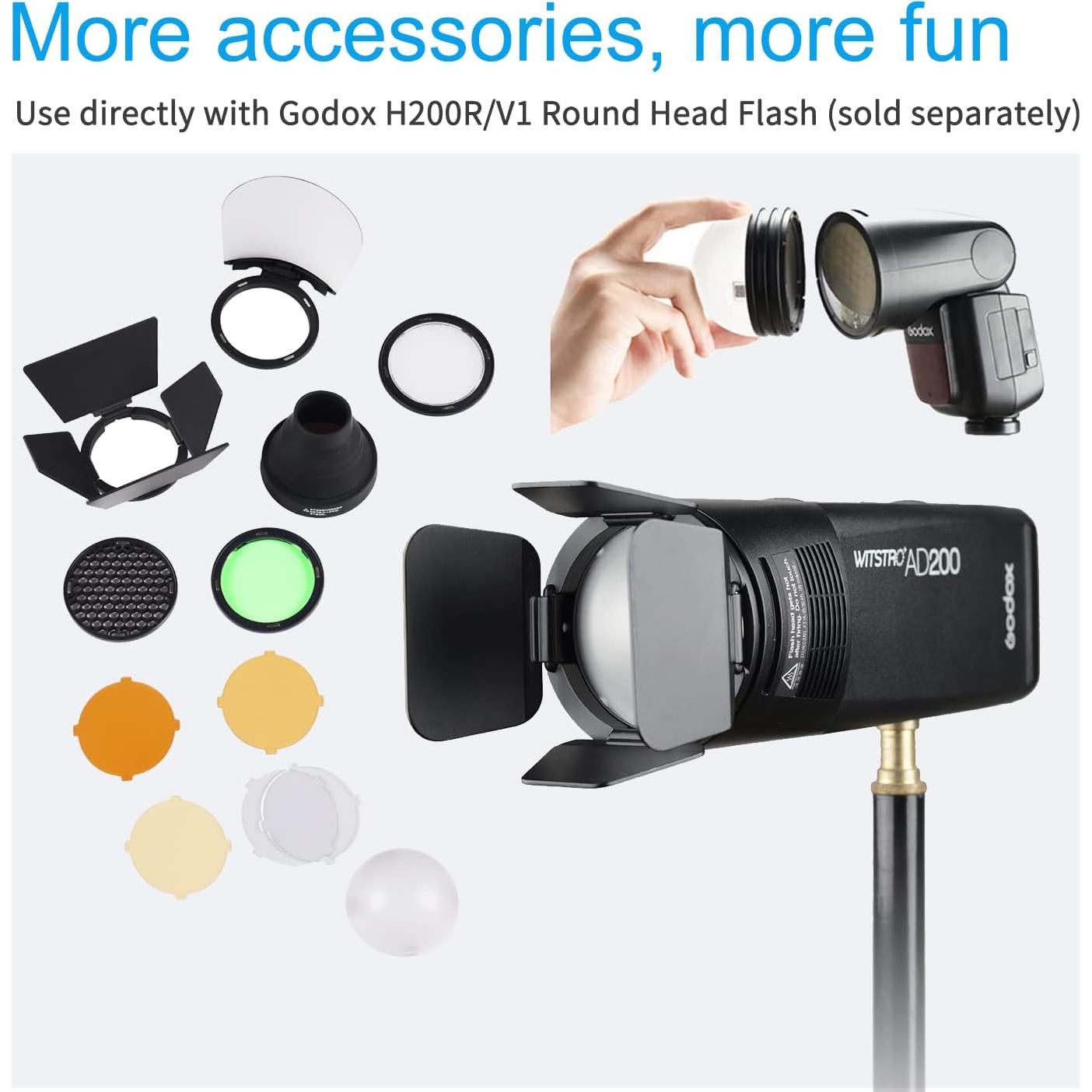 Godox AK-R1 Accessories Kit for Godox H200R Ring Flash Head Godox AD100PRO / AD200 / AD200Pro / Godox V1 / Godox V1 Pro Round Head Flash Accessories Easy to Use