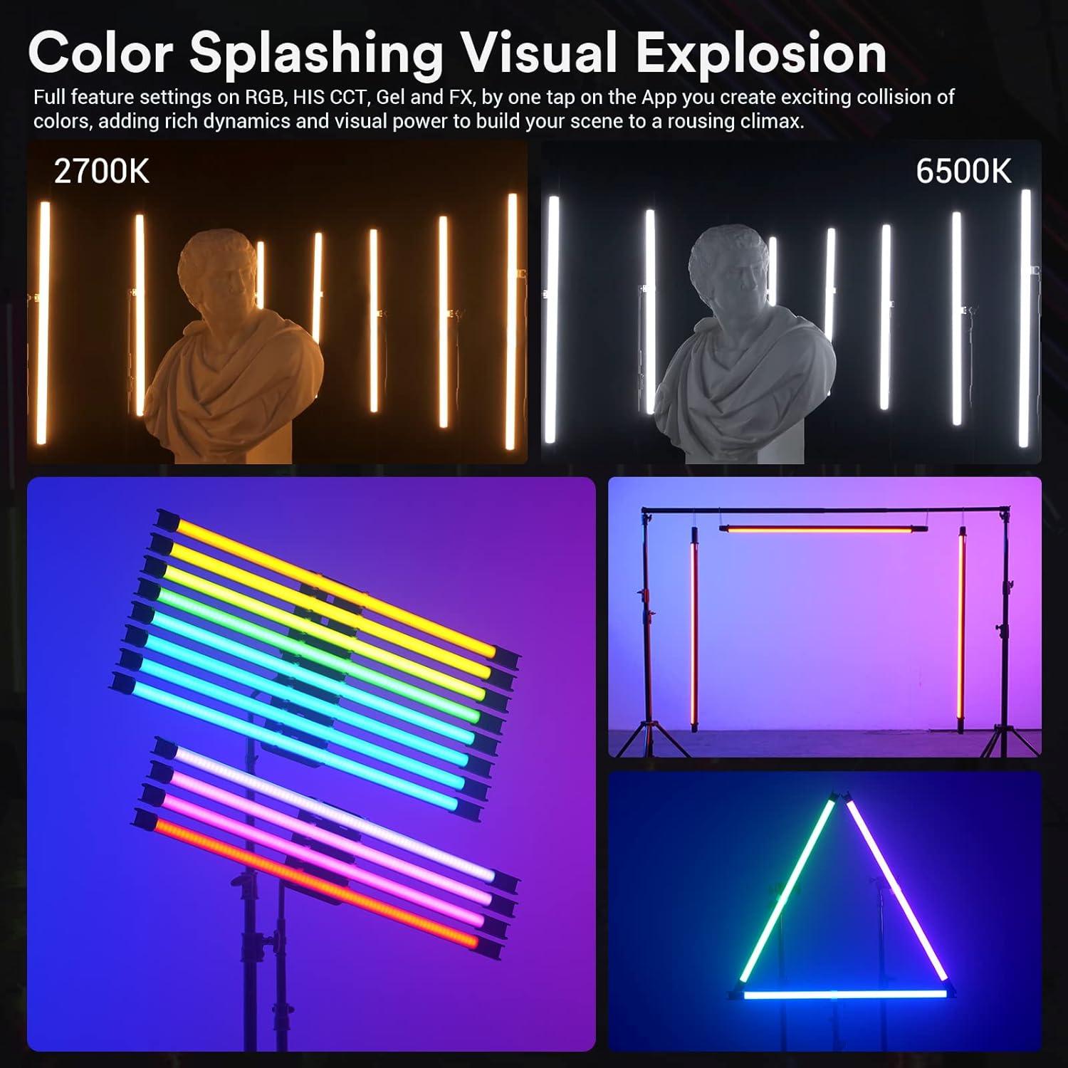 Godox TL120 Kit de 4 Tubos de Luz RGB Recargables 2700K-6500K