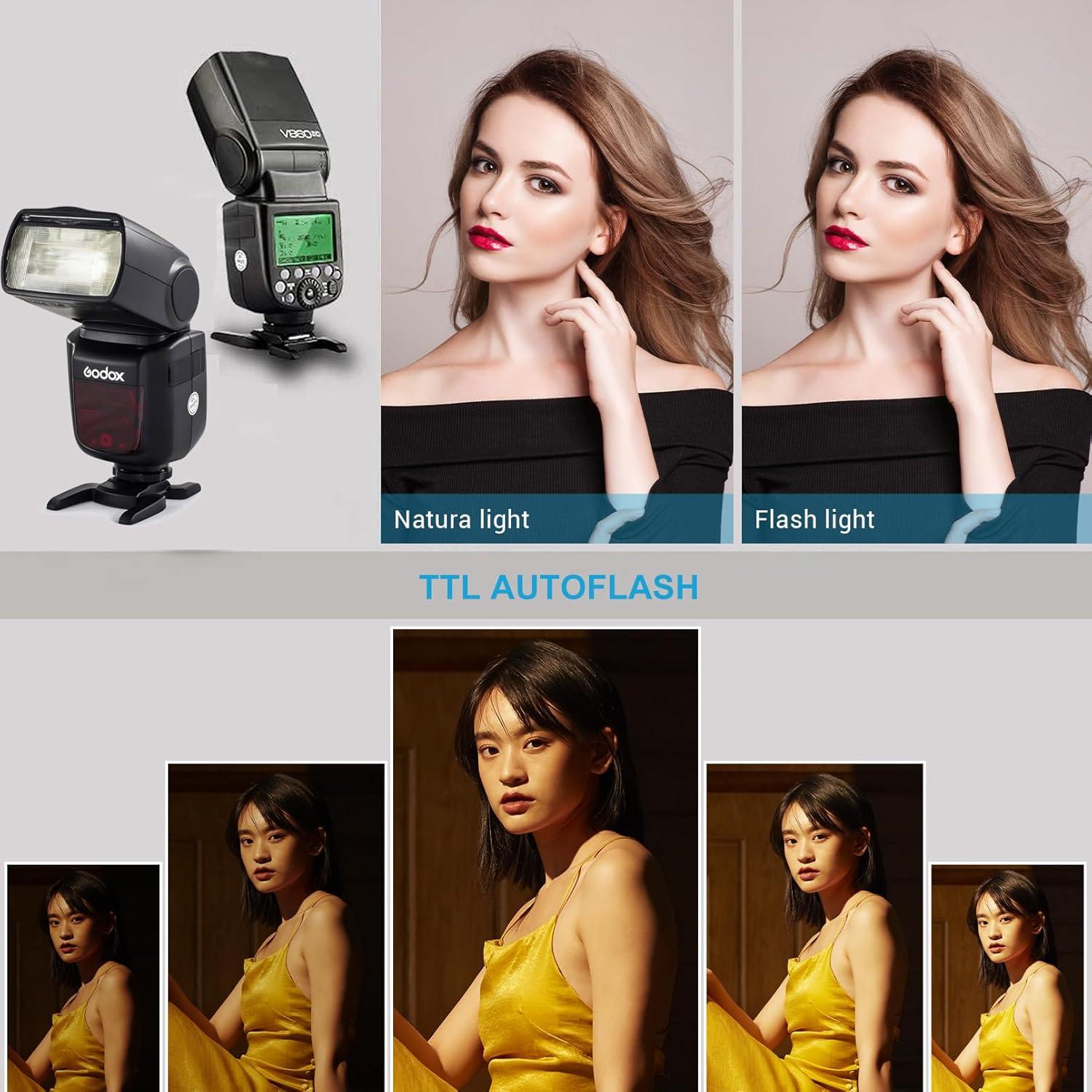 Flash Godox V860II-C Speedlite para Canon TTL GN60 1.5s