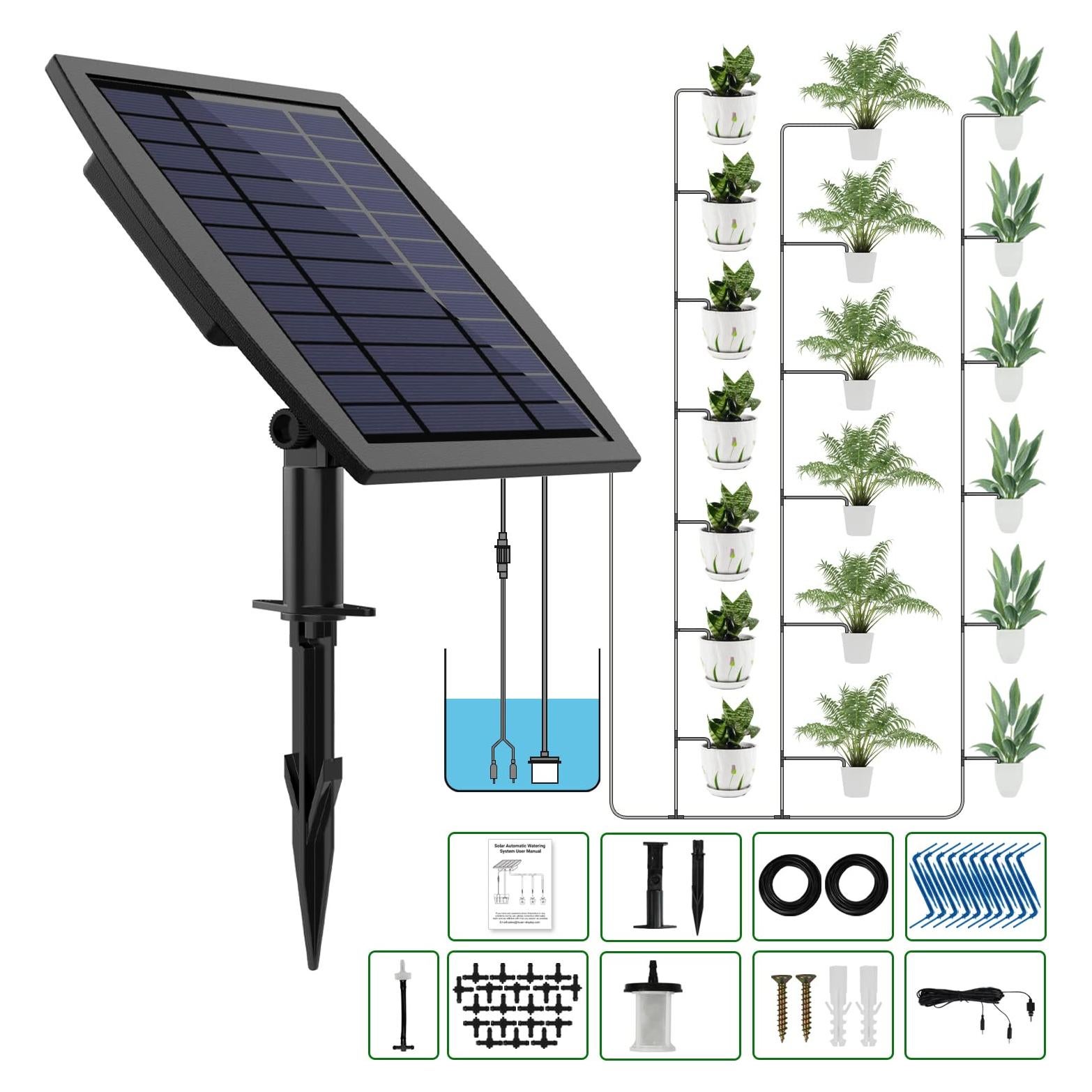 Sistema de Riego Solar Automático JIYANG 30 Macetas 12 Modos