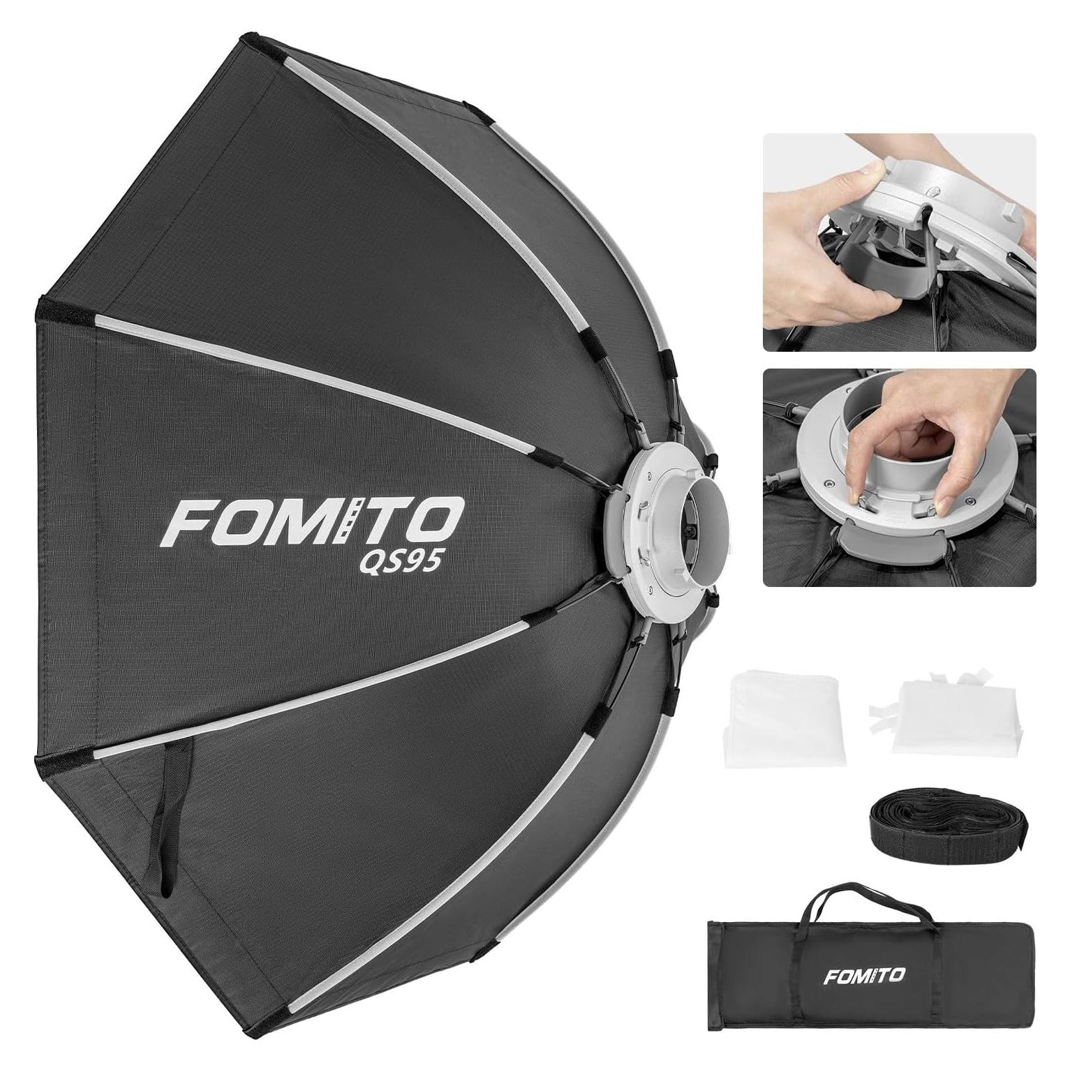 Softbox Octagonal 95cm FOMITO con Montaje Bowens y Difusores
