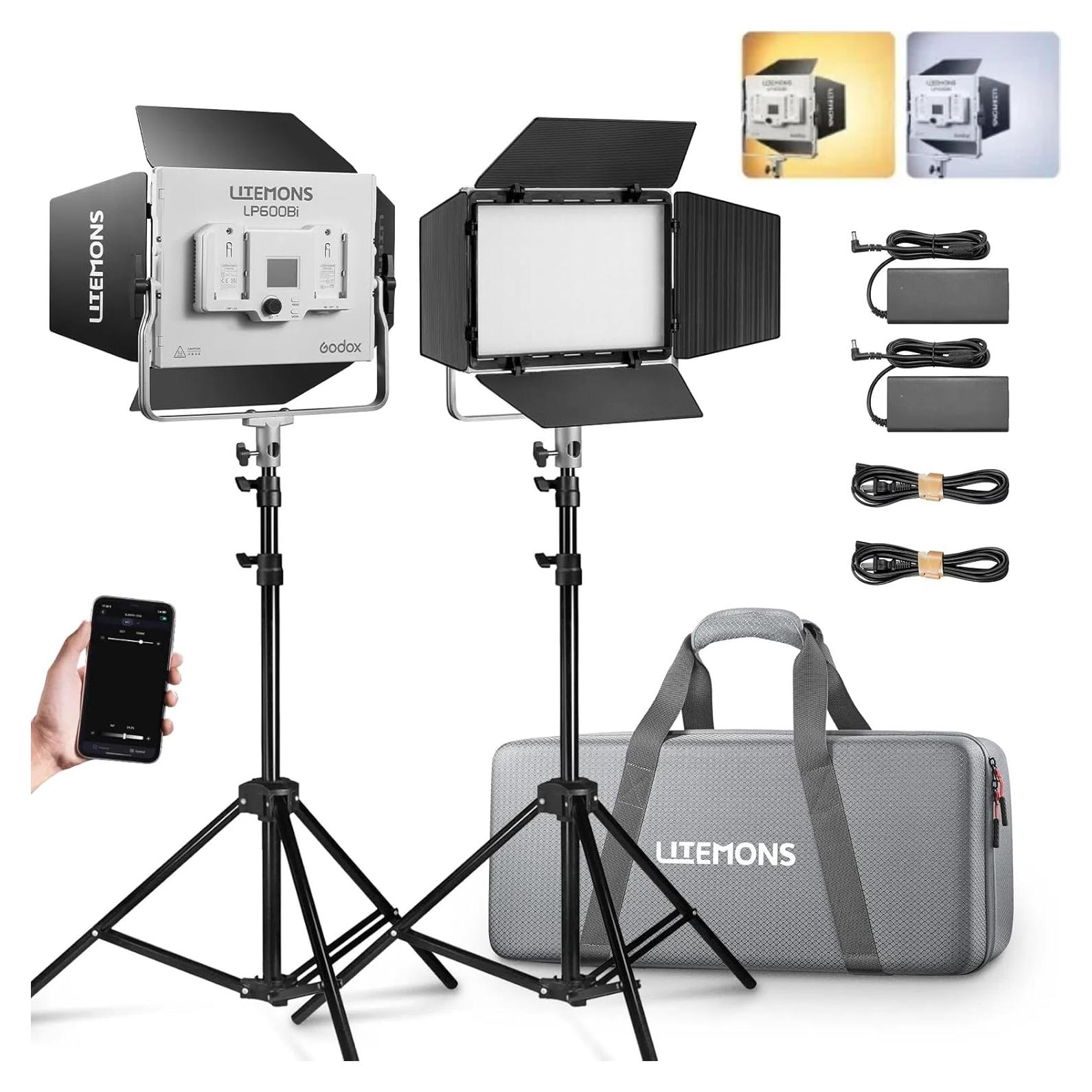 Kit de 2 Luces LED Bicolor Godox LP600Bi 65W con Soporte