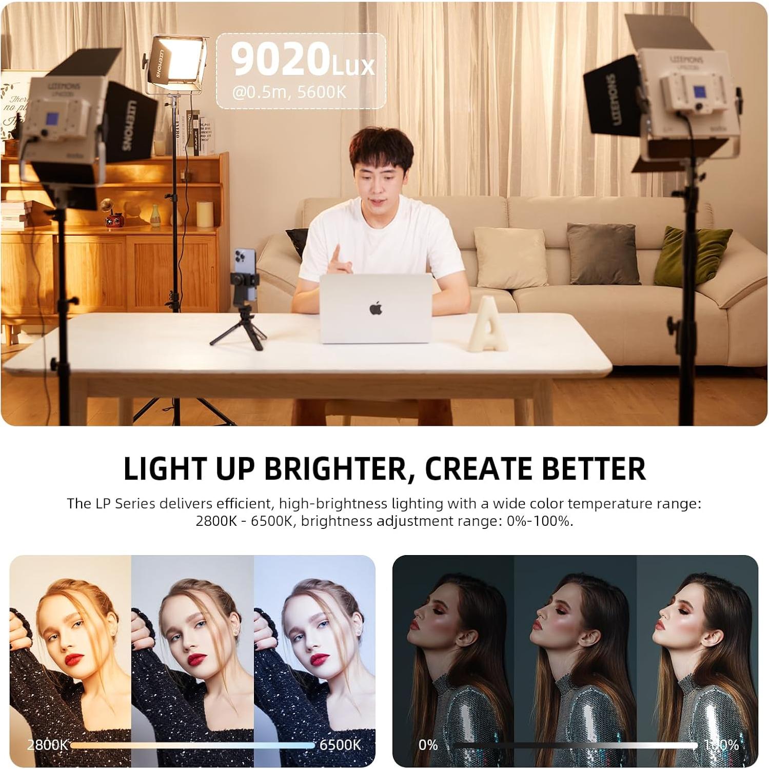 Kit de 2 Luces LED Bicolor Godox LP600Bi 65W con Soporte