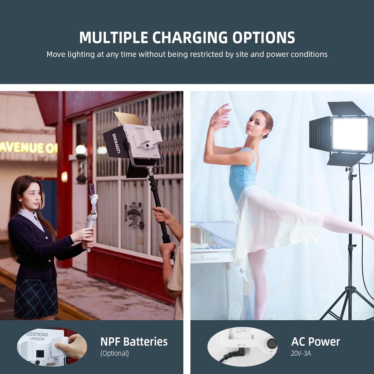 Kit de 2 Luces LED Bicolor Godox LP600Bi 65W con Soporte