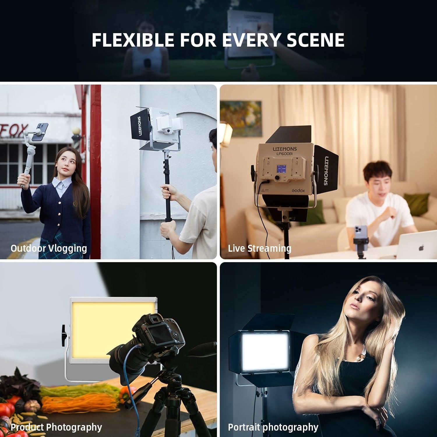 Kit de 2 Luces LED Bicolor Godox LP600Bi 65W con Soporte