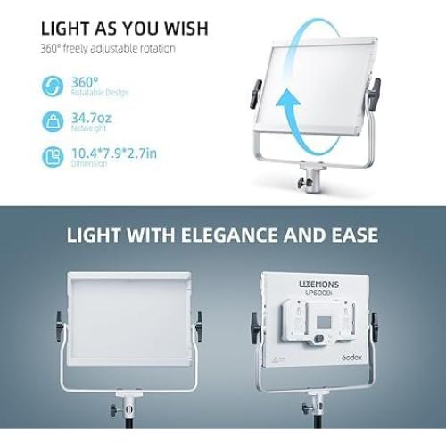 Kit de 2 Luces LED Bicolor Godox LP600Bi 65W con Soporte