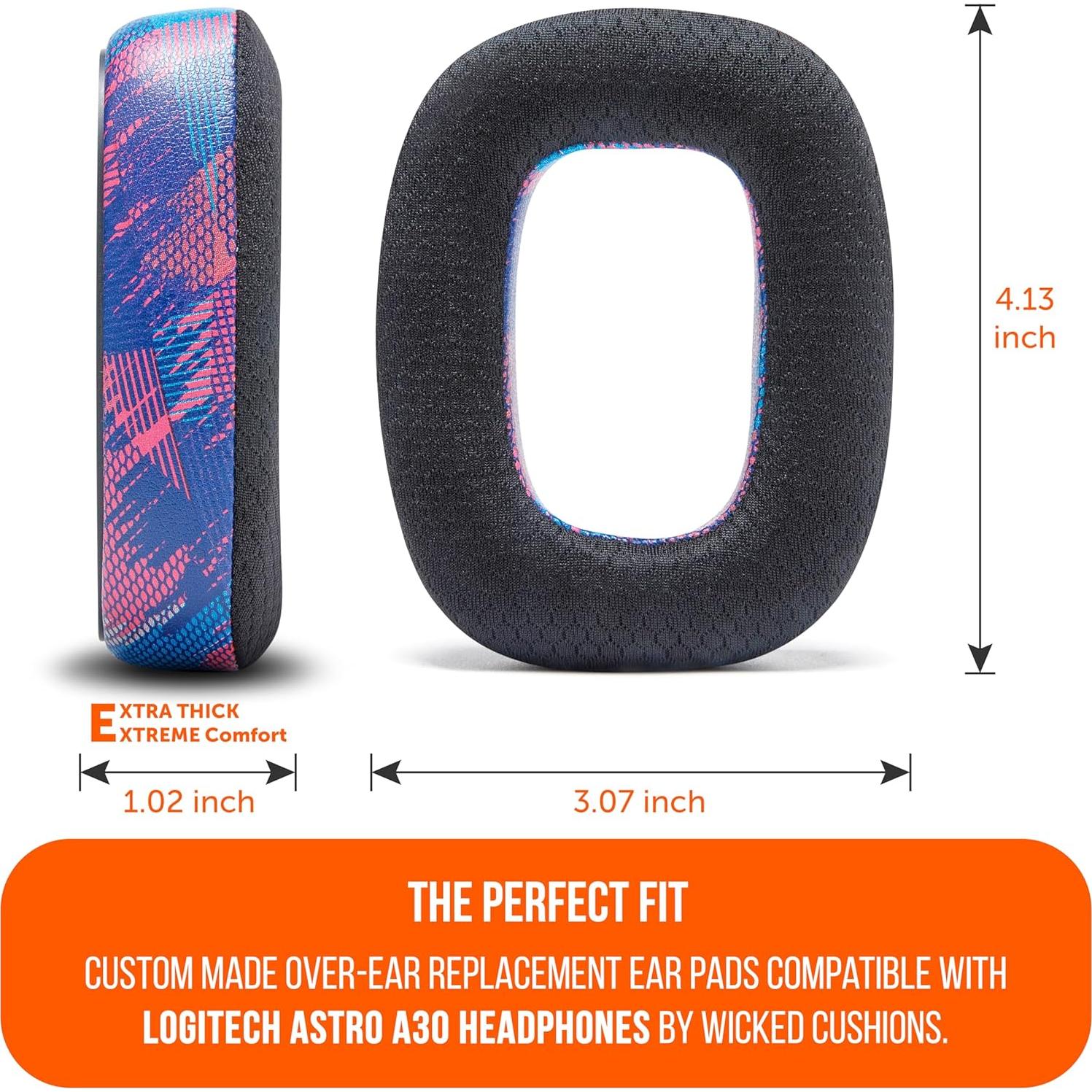 Freeze A30 - Cooling Gel Earpads Compatible with Logitech Astro A30 Headphones by Wicked Cushions - Elevate Comfort, Durability, Thickness & Sound Isolation for Epic Gaming Sessions | Speed Racer