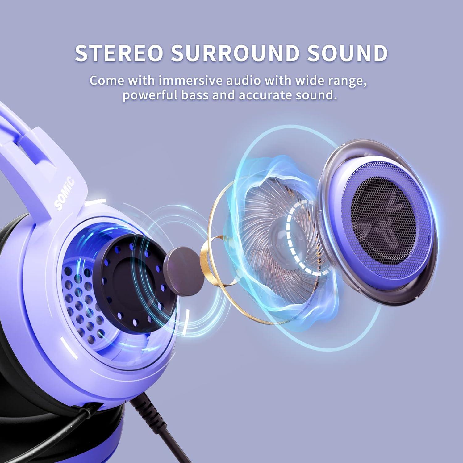 Auriculares de Juego SOMIC G951S Morados con Micrófono 3.5mm